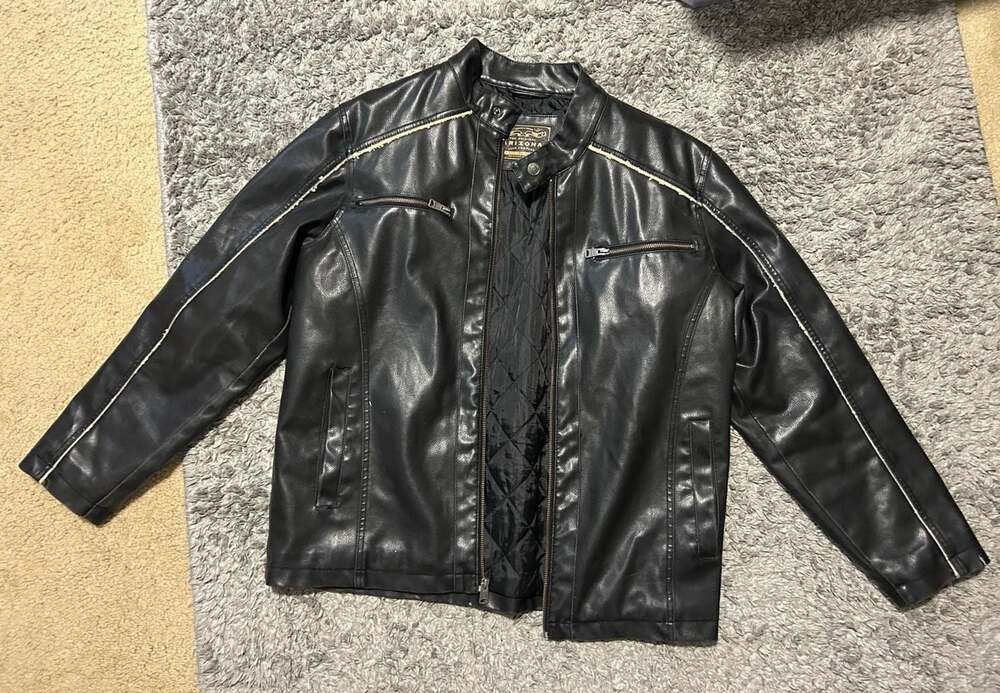 Arizona Jean Co. Black Faux Leather Quilted Lined Racer Jacket
